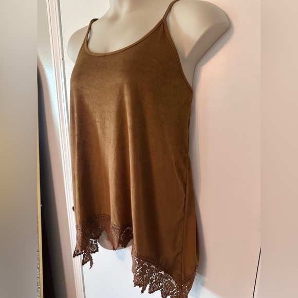 Western brown faux leather adjustable stylish tank top size 14 or 0X #1836 - Picture 2 of 8